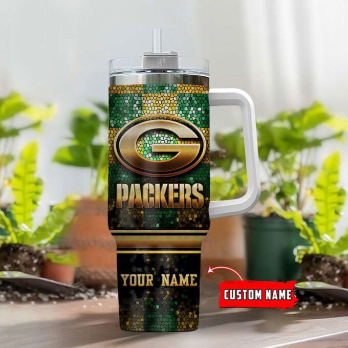 Green Bay Packers Personalized NFL Glitter 40oz Stanley Tumbler Gift for Fans