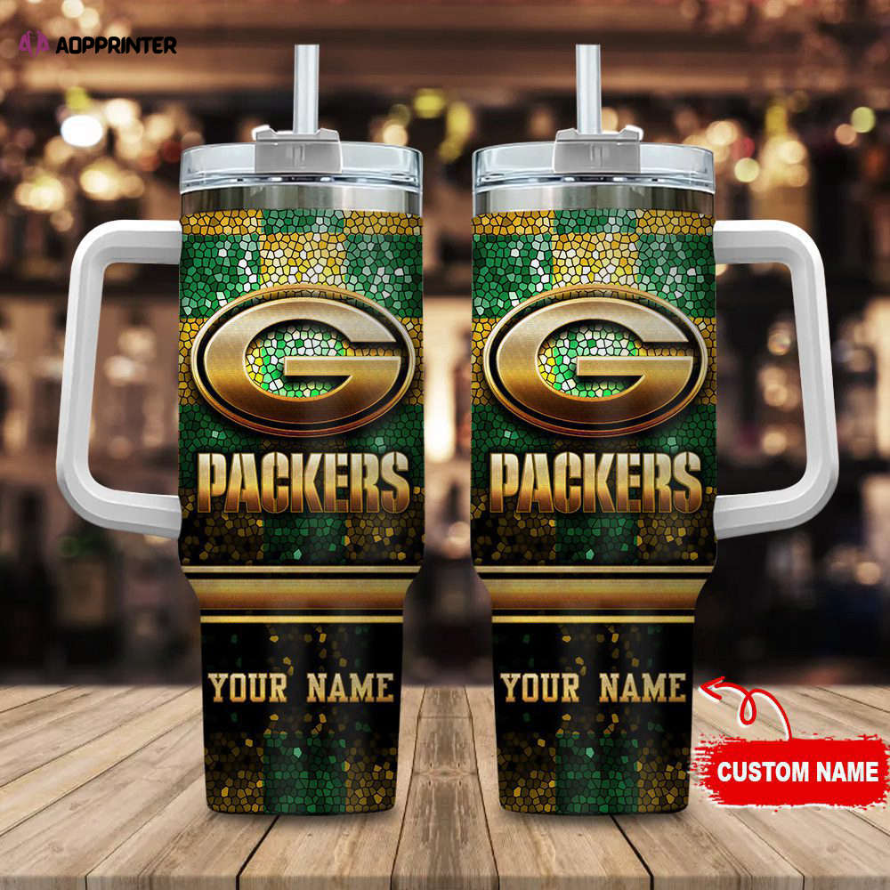 Green Bay Packers Personalized NFL Glitter 40oz Stanley Tumbler Gift for Fans Green Bay Packers Personalized NFL Glitter 40oz Stanley Tumbler Gift for Fans