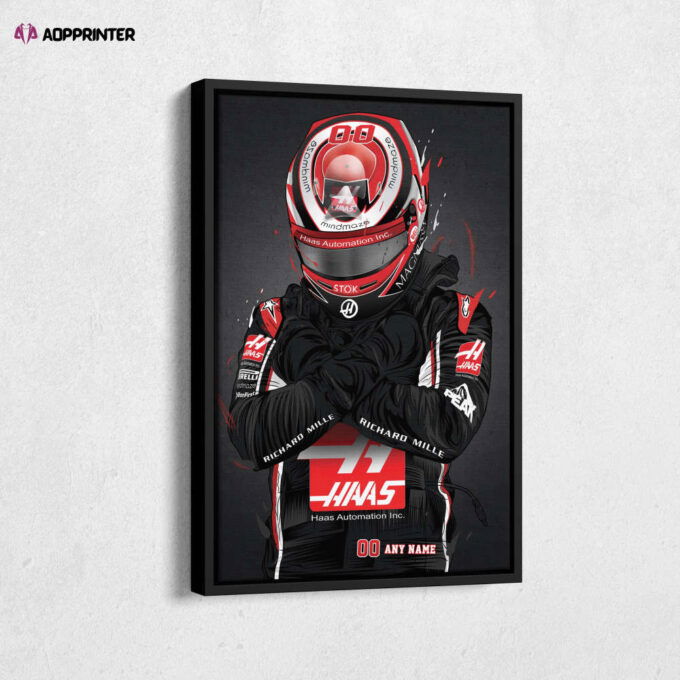 Haas Jersey Formula 1 Personalized Jersey Custom Name and Number Canvas Wall Art Home Decor Framed Poster Man Cave Gift