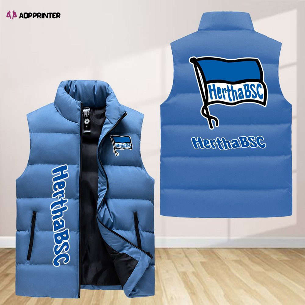 Hertha Bsc Sleeveless Puffer Jacket Custom For Fans Gifts Hertha Bsc Sleeveless Puffer Jacket Custom For Fans Gifts