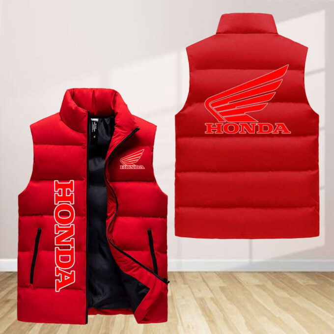 Honda Motorcycle Sleeveless Puffer Jacket Custom For Fans Gifts