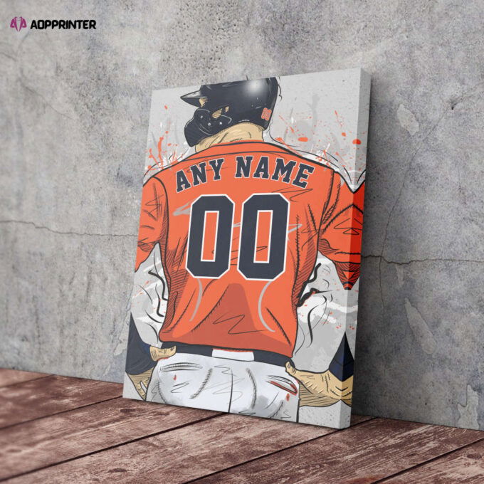 Houston Astros Jersey MLB Personalized Jersey Custom Name and Number Canvas Wall Art Home Decor Framed Poster Man Cave Gift