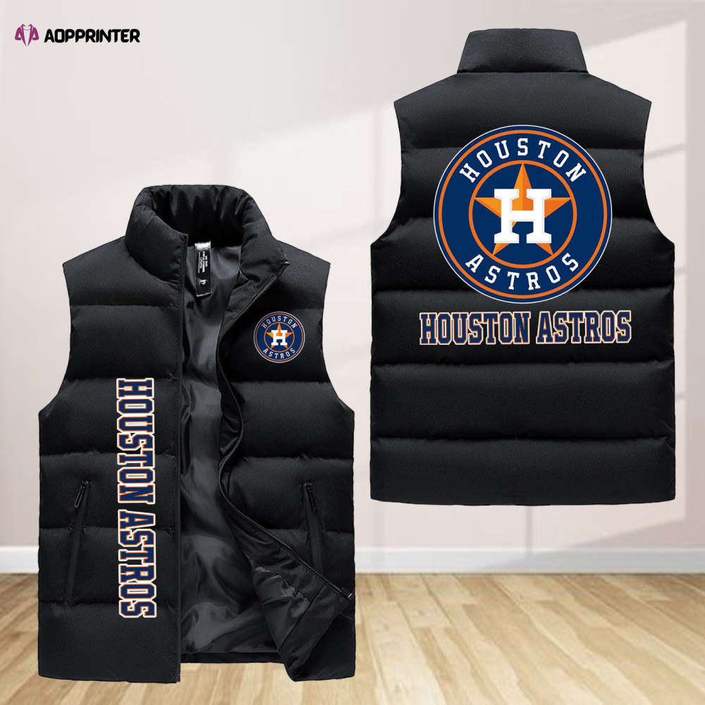 Houston Astros Sleeveless Puffer Jacket Custom For Fans Gifts Houston Astros Sleeveless Puffer Jacket Custom For Fans Gifts