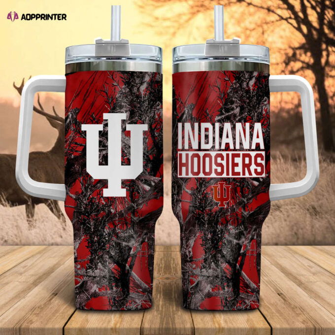 Indiana Hoosiers NCAA Hunting Personalized Stanley Tumbler 40oz Gift for Fans