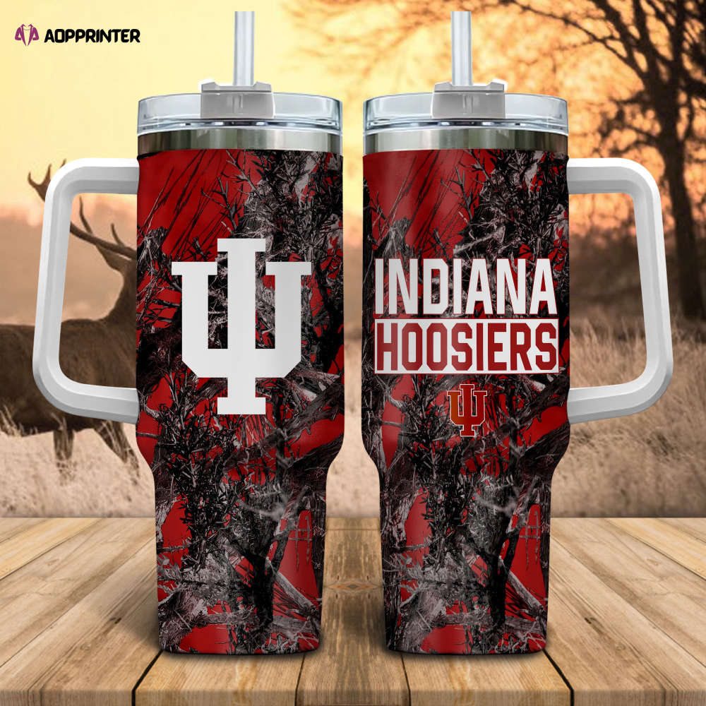 Indiana Hoosiers NCAA Hunting Personalized Stanley Tumbler 40oz Gift for Fans Indiana Hoosiers NCAA Hunting Personalized Stanley Tumbler 40oz Gift for Fans