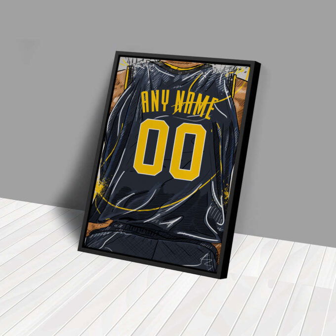 Indiana Pacers Jersey Personalized Jersey NBA Custom Name and Number Canvas Wall Art Home Decor Framed Poster Man Cave Gift
