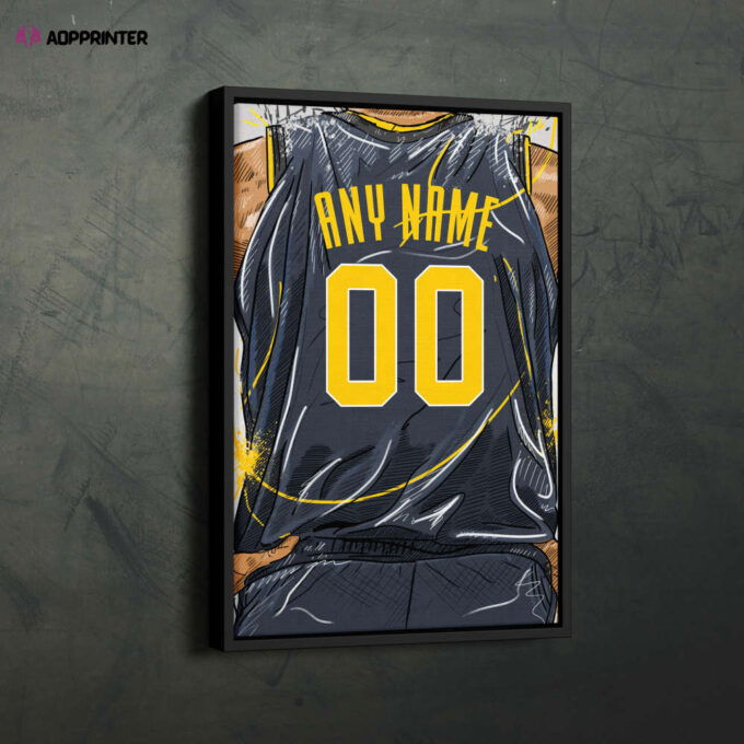 Indiana Pacers Jersey Personalized Jersey NBA Custom Name and Number Canvas Wall Art Home Decor Framed Poster Man Cave Gift