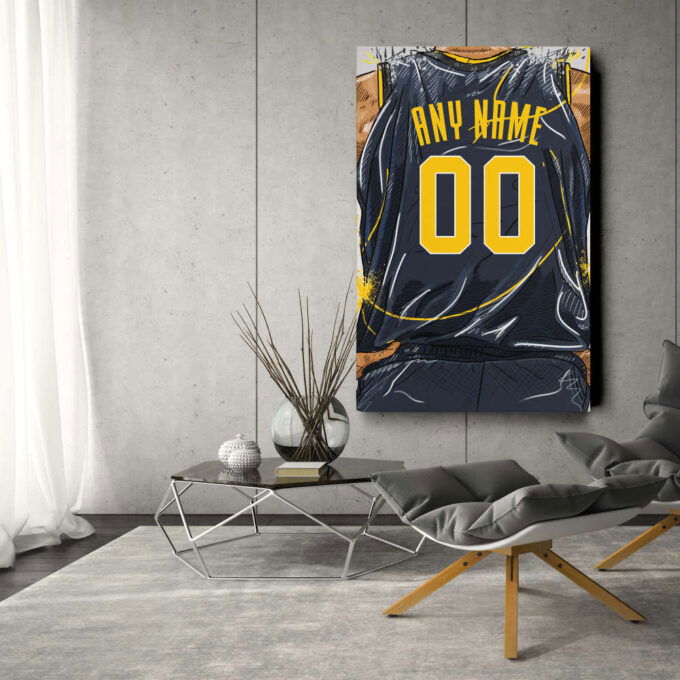Indiana Pacers Jersey Personalized Jersey NBA Custom Name and Number Canvas Wall Art Home Decor Framed Poster Man Cave Gift