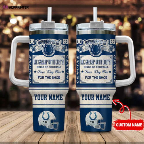 Cart 2 Indianapolis Colts NFL Vintage King Of Football Custom Name 40oz Stanley Tumbler Gift for Fans