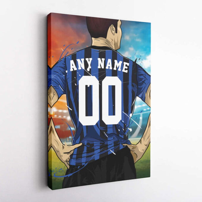 Inter Milan Jersey Soccer Personalized Jersey Custom Name and Number Canvas Wall Art Home Decor Framed Poster Man Cave Gift