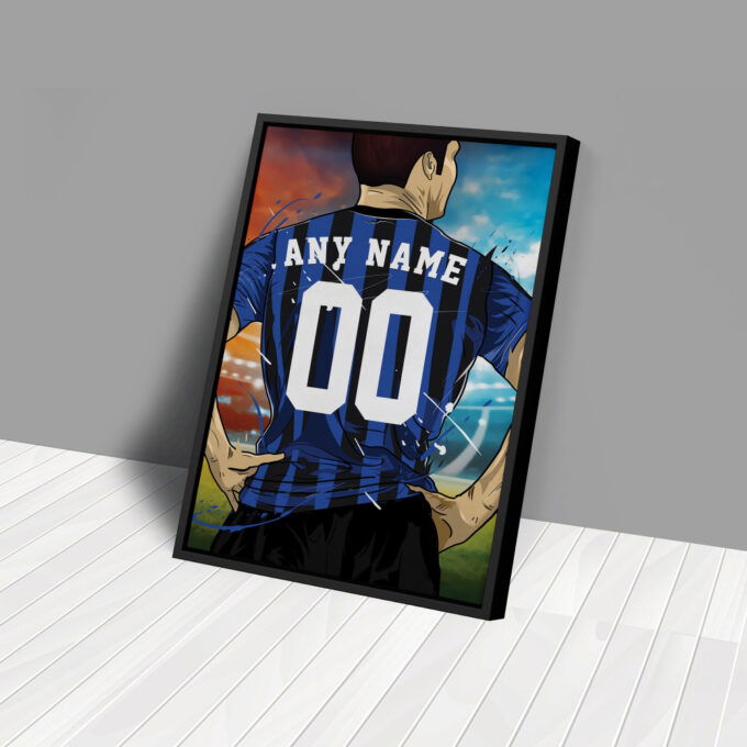 Inter Milan Jersey Soccer Personalized Jersey Custom Name and Number Canvas Wall Art Home Decor Framed Poster Man Cave Gift
