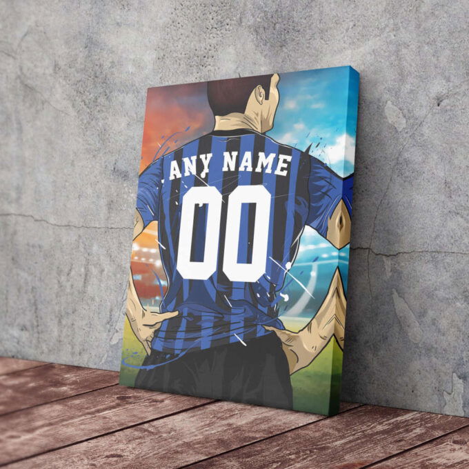Inter Milan Jersey Soccer Personalized Jersey Custom Name and Number Canvas Wall Art Home Decor Framed Poster Man Cave Gift