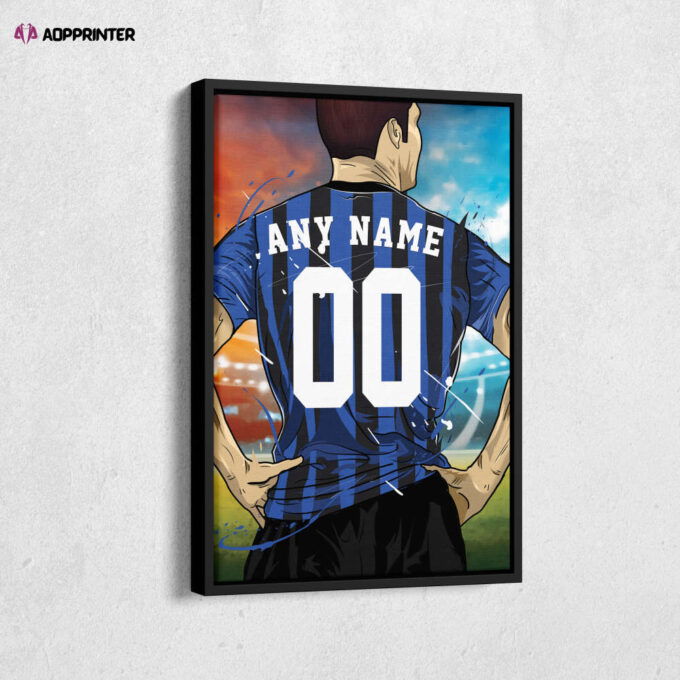 Inter Milan Jersey Soccer Personalized Jersey Custom Name and Number Canvas Wall Art Home Decor Framed Poster Man Cave Gift