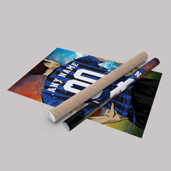 Inter Milan Jersey Soccer Personalized Jersey Custom Name and Number Canvas Wall Art Home Decor Framed Poster Man Cave Gift