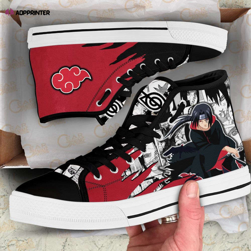 Itachi Uchiha Emblem High Top Shoes Custom Naruto Anime For Fans Itachi Uchiha Emblem High Top Shoes Custom Naruto Anime For Fans