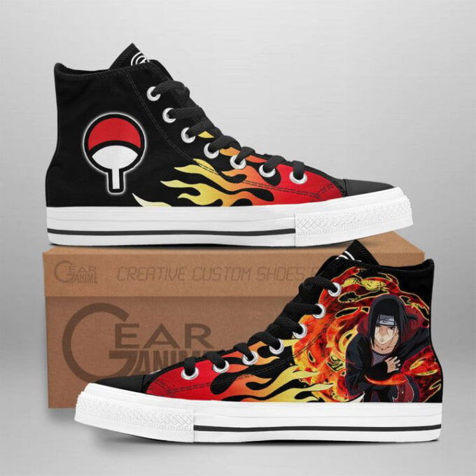 Itachi Uchiha Flame Style High Top Shoes Custom Naruto Anime For Fans