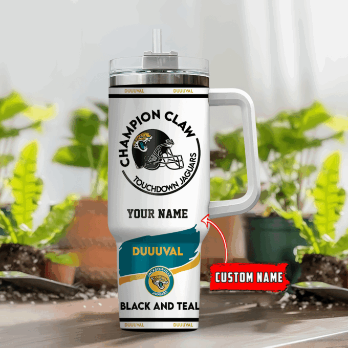 Jacksonville Jaguars Champion Claw NFL Personalized Stanley Tumbler 40Oz Gift for Fans