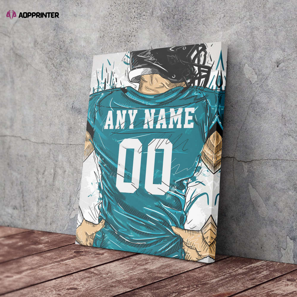 Jacksonville Jaguars Jersey Personalized Jersey NFL Custom Name and Number Canvas Wall Art Home Decor Man Cave Gift Jacksonville Jaguars Jersey Personalized Jersey NFL Custom Name and Number Canvas Wall Art Home Decor Man Cave Gift