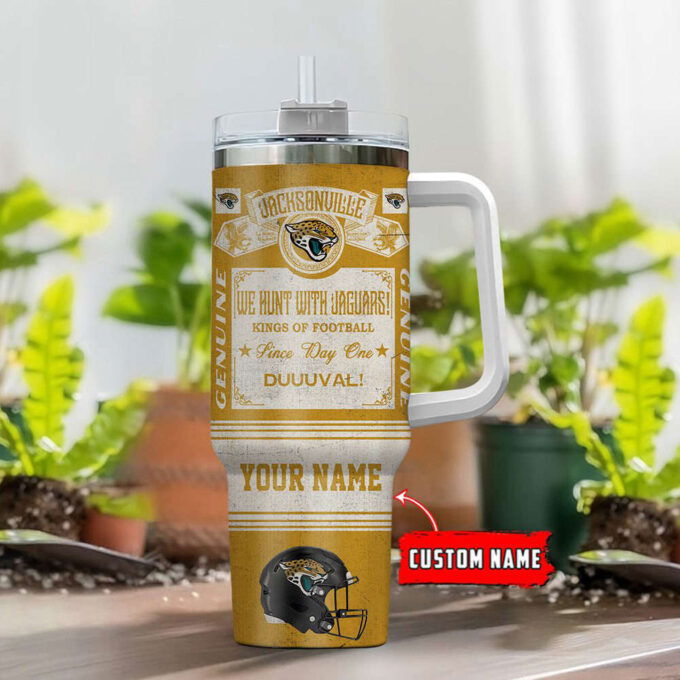 Jacksonville Jaguars NFL Vintage King Of Football Custom Name 40oz Stanley Tumbler Gift for Fans