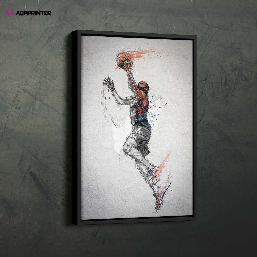 James Harden Poster Philadelphia 76ers NBA Framed Wall Art Home Decor Canvas Print Artwork James Harden Poster Philadelphia 76ers NBA Framed Wall Art Home Decor Canvas Print Artwork
