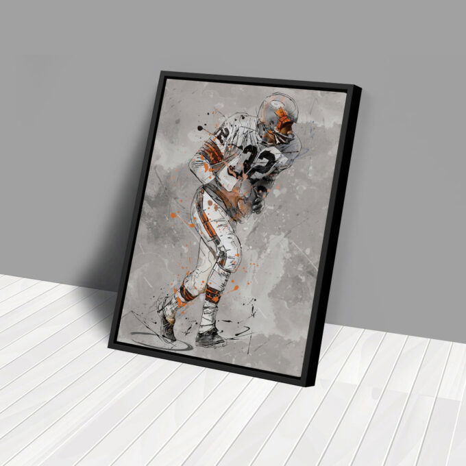 Jim Brown Poster Cleveland Browns NFL Canvas Wall Art Home Decor Framed Poster Man Cave Gift