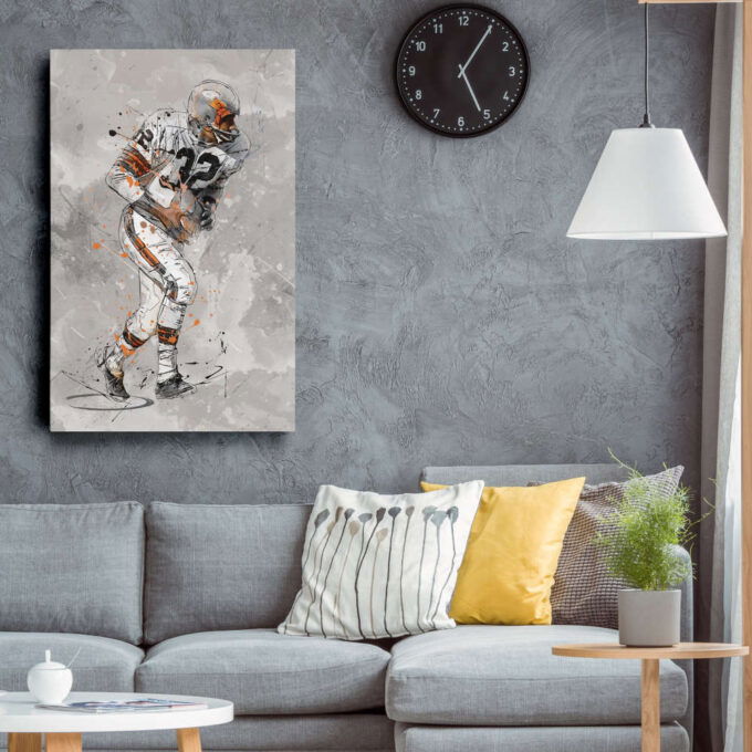 Jim Brown Poster Cleveland Browns NFL Canvas Wall Art Home Decor Framed Poster Man Cave Gift