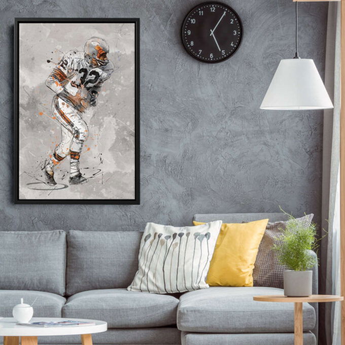 Jim Brown Poster Cleveland Browns NFL Canvas Wall Art Home Decor Framed Poster Man Cave Gift