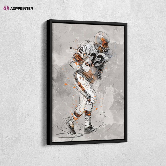 Jim Brown Poster Cleveland Browns NFL Canvas Wall Art Home Decor Framed Poster Man Cave Gift