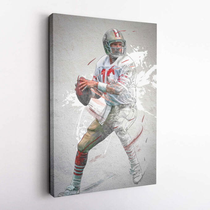 Joe Montana Poster San Francisco 49ers NFL Framed Wall Art Home Decor Canvas Print Artwork