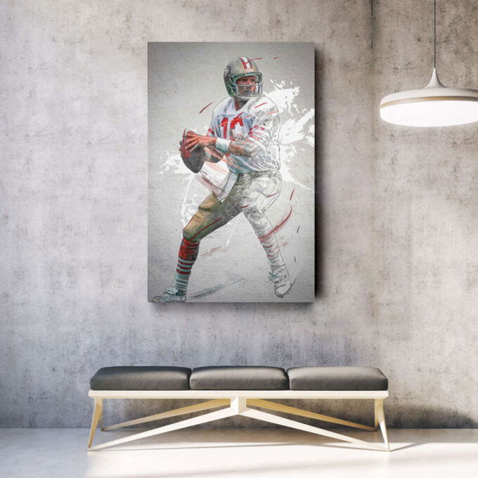 Joe Montana Poster San Francisco 49ers NFL Framed Wall Art Home Decor Canvas Print Artwork