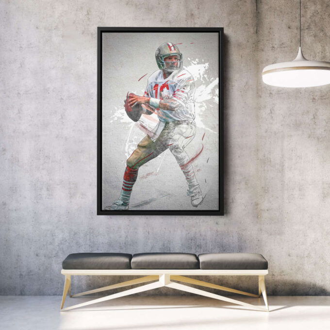 Joe Montana Poster San Francisco 49ers NFL Framed Wall Art Home Decor Canvas Print Artwork