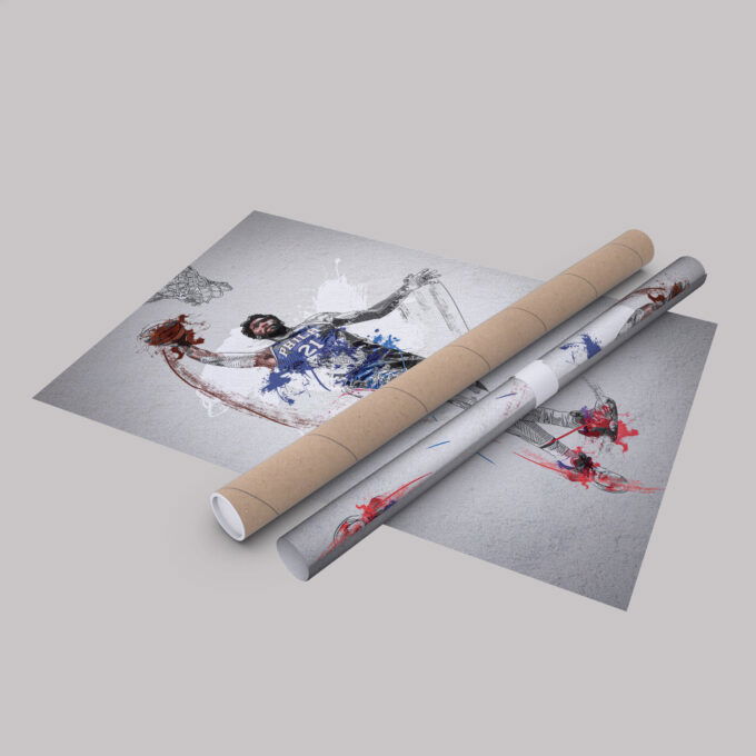 Joel Embiid Poster Dunk Philadelphia 76ers NBA Framed Wall Art Home Decor Canvas Print Artwork