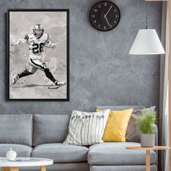 Josh Jacobs Poster Las Vegas Raiders NFL Canvas Wall Art Home Decor Framed Poster Man Cave Gift