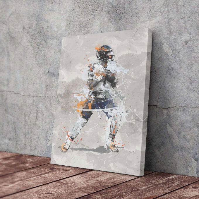 Justin Fields Poster Chicago Bears NFL Canvas Wall Art Home Decor Framed Poster Man Cave Gift