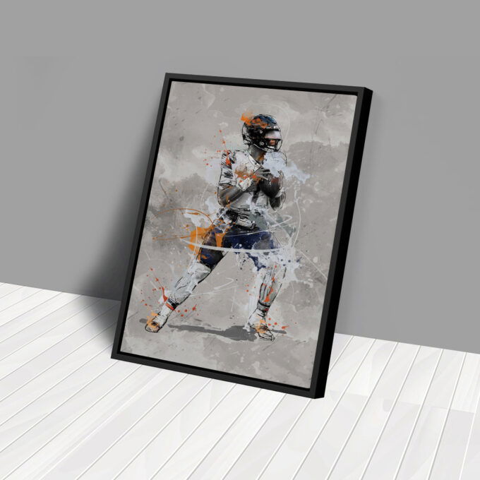 Justin Fields Poster Chicago Bears NFL Canvas Wall Art Home Decor Framed Poster Man Cave Gift