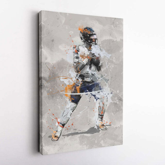 Justin Fields Poster Chicago Bears NFL Canvas Wall Art Home Decor Framed Poster Man Cave Gift