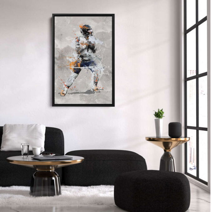 Justin Fields Poster Chicago Bears NFL Canvas Wall Art Home Decor Framed Poster Man Cave Gift