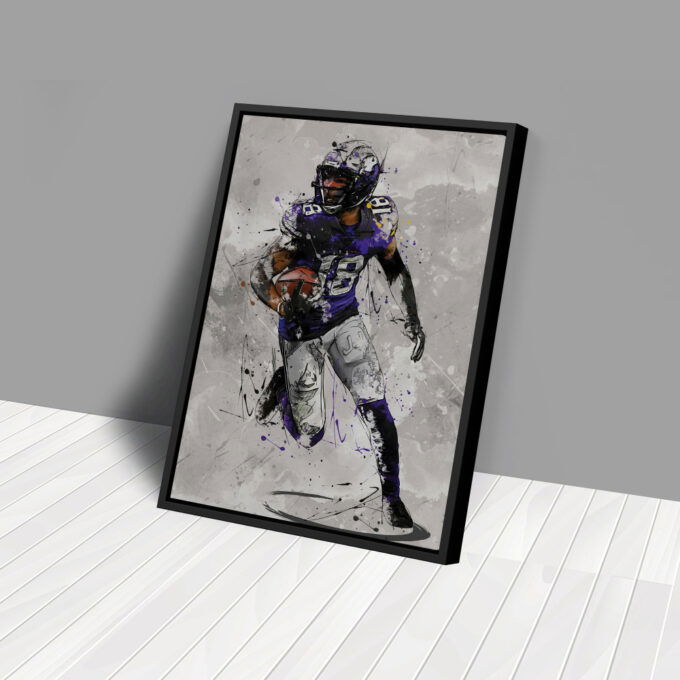 Justin Jefferson Poster Minnesota Vikings NFL Canvas Wall Art Home Decor Framed Poster Man Cave Gift