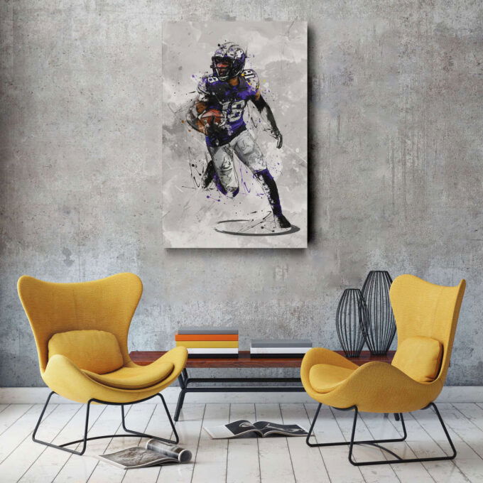 Justin Jefferson Poster Minnesota Vikings NFL Canvas Wall Art Home Decor Framed Poster Man Cave Gift
