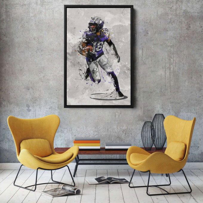 Justin Jefferson Poster Minnesota Vikings NFL Canvas Wall Art Home Decor Framed Poster Man Cave Gift