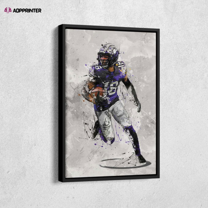 Justin Jefferson Poster Minnesota Vikings NFL Canvas Wall Art Home Decor Framed Poster Man Cave Gift