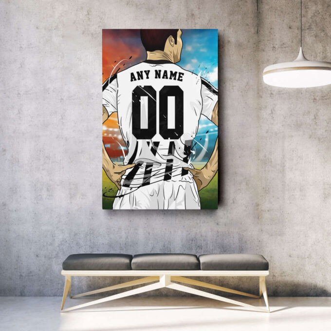 Juventus F.C. Jersey Soccer Personalized Jersey Custom Name and Number Canvas Wall Art Home Decor Framed Poster Man Cave Gift