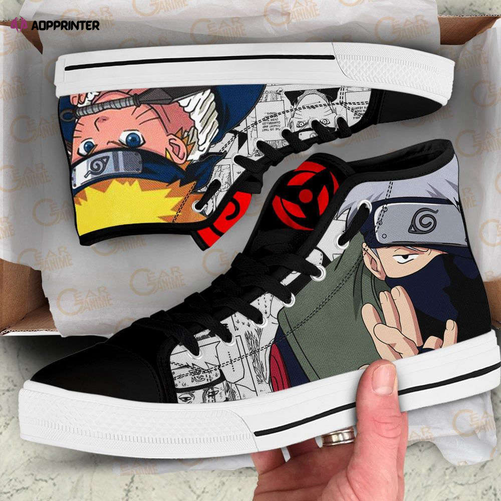 Kakashi And Naruto High Top Shoes Custom Naruto Anime For Fans Kakashi And Naruto High Top Shoes Custom Naruto Anime For Fans