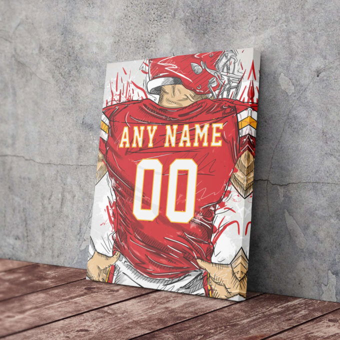 Kansas City Chiefs Jersey Personalized Jersey NFL Custom Name and Number Canvas Wall Art Home Decor Framed Poster Man Cave Gift