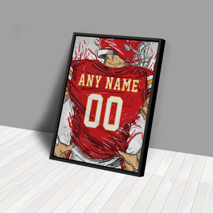 Kansas City Chiefs Jersey Personalized Jersey NFL Custom Name and Number Canvas Wall Art Home Decor Framed Poster Man Cave Gift