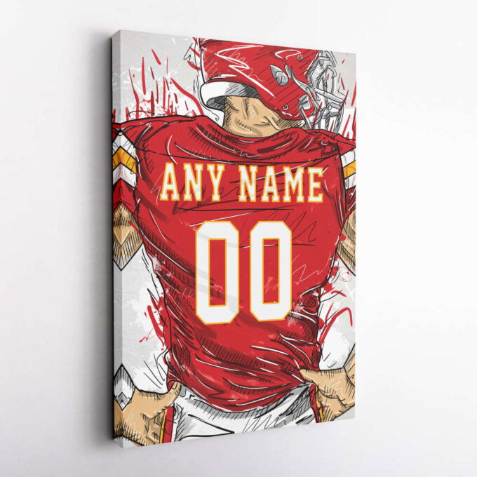 Kansas City Chiefs Jersey Personalized Jersey NFL Custom Name and Number Canvas Wall Art Home Decor Framed Poster Man Cave Gift