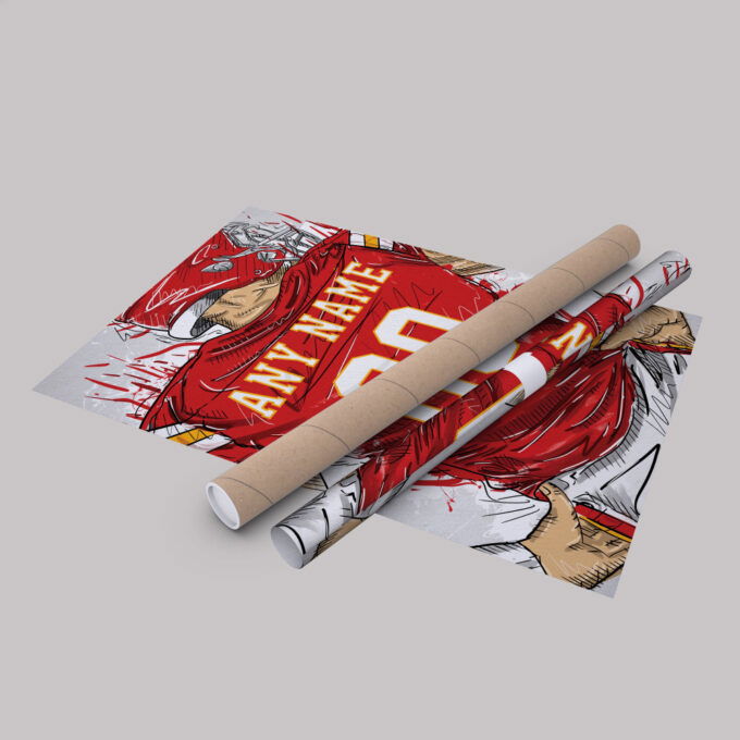 Kansas City Chiefs Jersey Personalized Jersey NFL Custom Name and Number Canvas Wall Art Home Decor Framed Poster Man Cave Gift