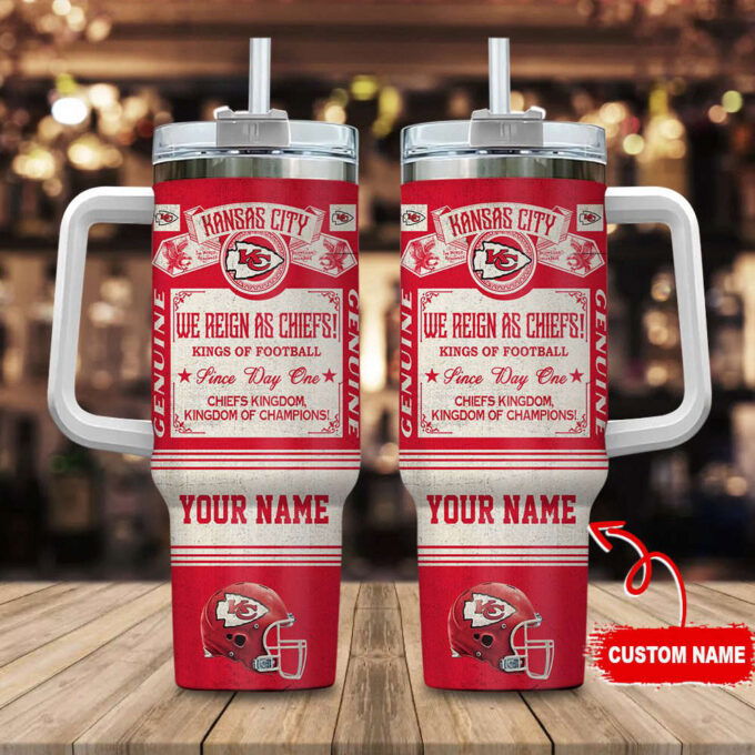 Kansas City Chiefs NFL Vintage King Of Football Custom Name 40oz Stanley Tumbler Gift for Fans