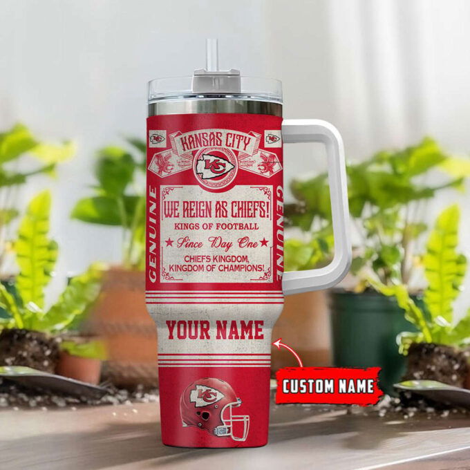Kansas City Chiefs NFL Vintage King Of Football Custom Name 40oz Stanley Tumbler Gift for Fans