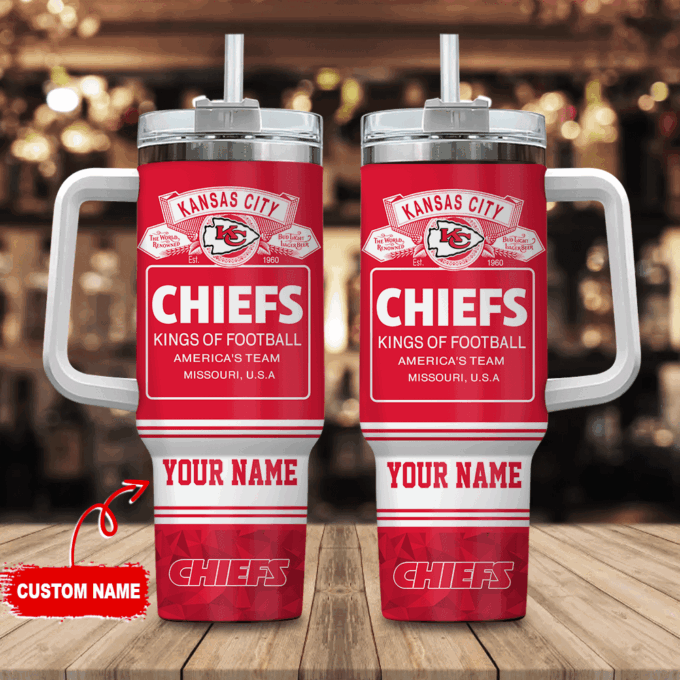 Kansas City Chiefs Personalized NFL Bud Light 40oz Stanley Tumbler Gift for Fans